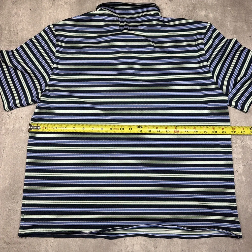 Ralph Lauren RLX Men's Golf Polo Shirt Blue Green White Striped Size M Preppy